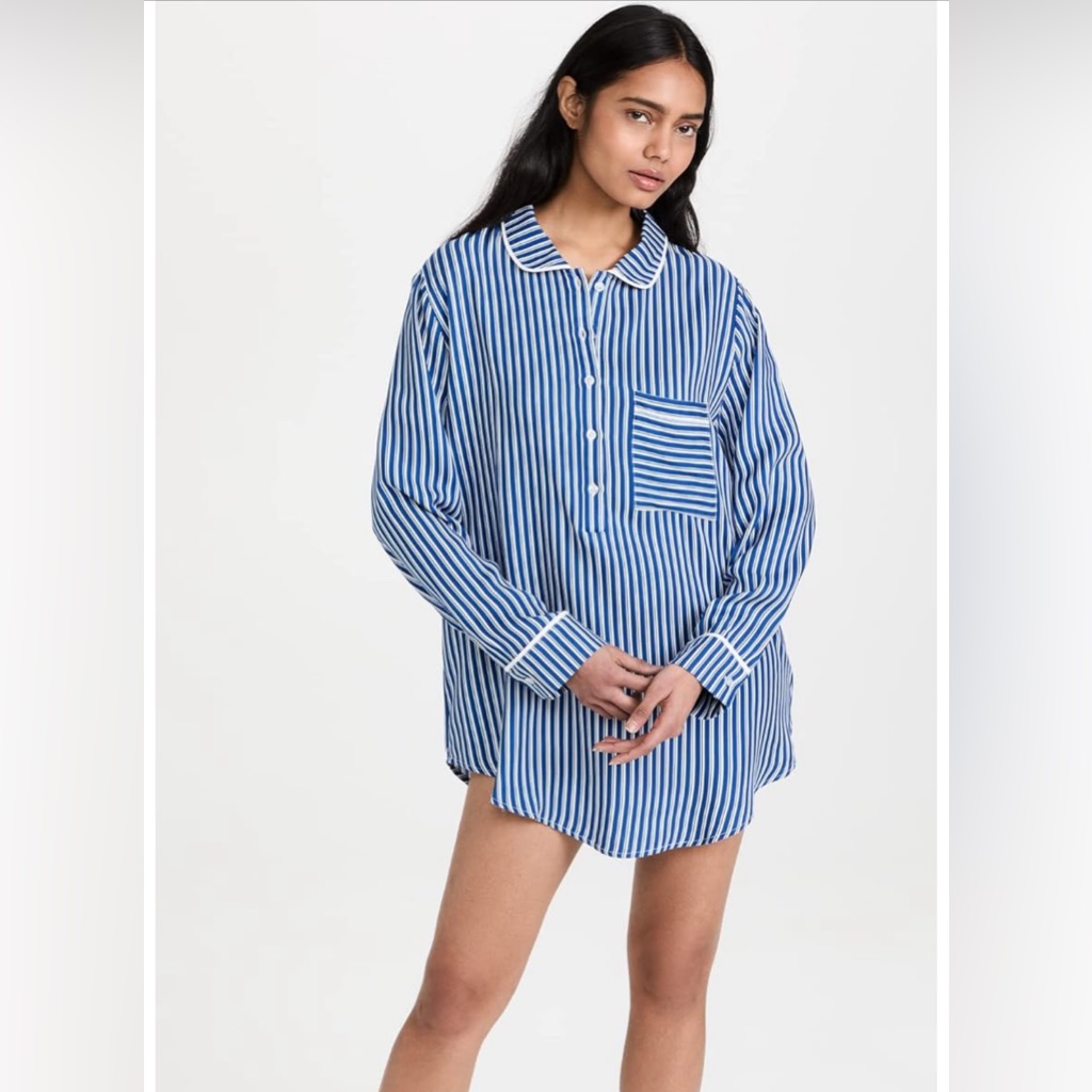 Plush Striped Sleep Shirt